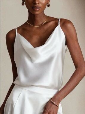 Zara White Satin Cowl Neck Camisole